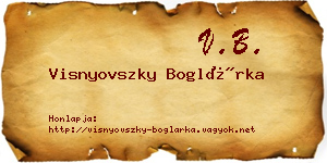 Visnyovszky Boglárka névjegykártya